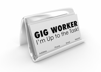 Gig Worker Up to the Task Business Cards 3d Illustration