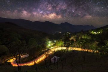 Wall Mural - doi pha tang with milky way galaxy.