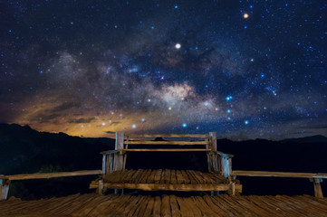 Wall Mural - view point with milky way galaxy.