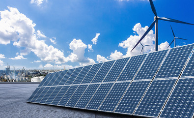 new energy, cities use solar energy and wind power