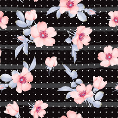 Wall Mural - Dog-rose blooms. wild rose vector seamless pattern