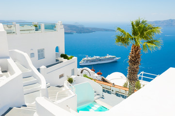 Wall Mural - White architecture on Santorini island, Greece.