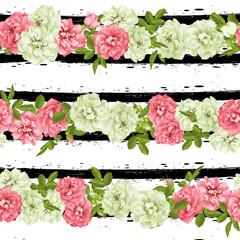 Wall Mural - Realistic vector pink rose. 3d seamless roses