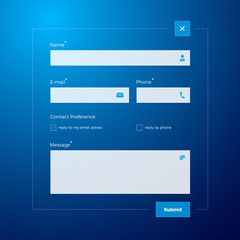 Canvas Print - vector contact form on blue background