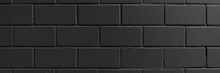 Black Painted Brick Wall For Background, Black Texture
