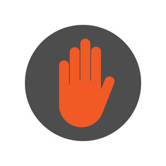 Sticker - NO ENTRY sign. STOP HAND gesture. Vector icon.