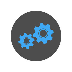 Sticker - Install button. Cogwheel icon. Vector.