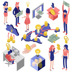 Sticker - Crowd Funding Isometric Set