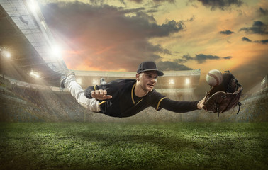 Wall Mural - Baseball players in action on the stadium.