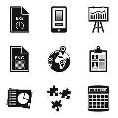 Poster - Production environment icons set, simple style