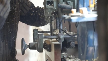 Wall Mural - carpenter at work close up, joinery

