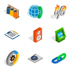 Poster - Financial web icons set, isometric style