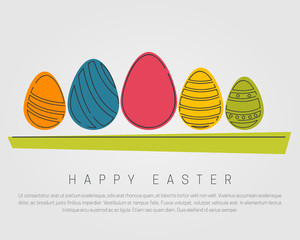 Wall Mural - Easter egg collection in line style. Happy Easter concept.