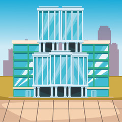 Poster - Tower building on city vector illustration graphic design