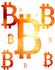 Aufkleber - Symbol of cryptocurrency bitcoin, cosmic space version, copy space.