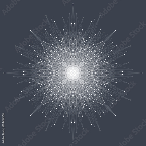 Fotografie, Obraz Fractal abstract element with connected lines and dots, illustration