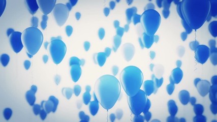 Canvas Print - Blue and white balloons flying