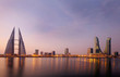 Bahrain skyline with two iconic building, the world trade center and financial harbout.