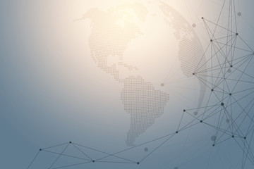 world map point with global technology networking concept. digital data visualization. lines plexus.