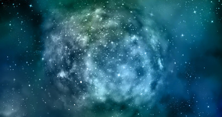 Wall Mural - star field in galaxy space with nebulae, abstract watercolor digital art painting for texture backgr