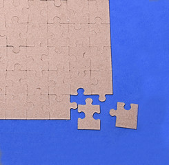 puzzles on a blue background