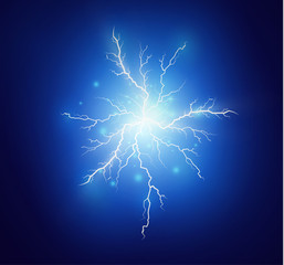 Wall Mural - a set of lightning magic and bright light effects. vector illustration. discharge electric current. 