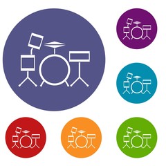 Wall Mural - Drum kit icons set