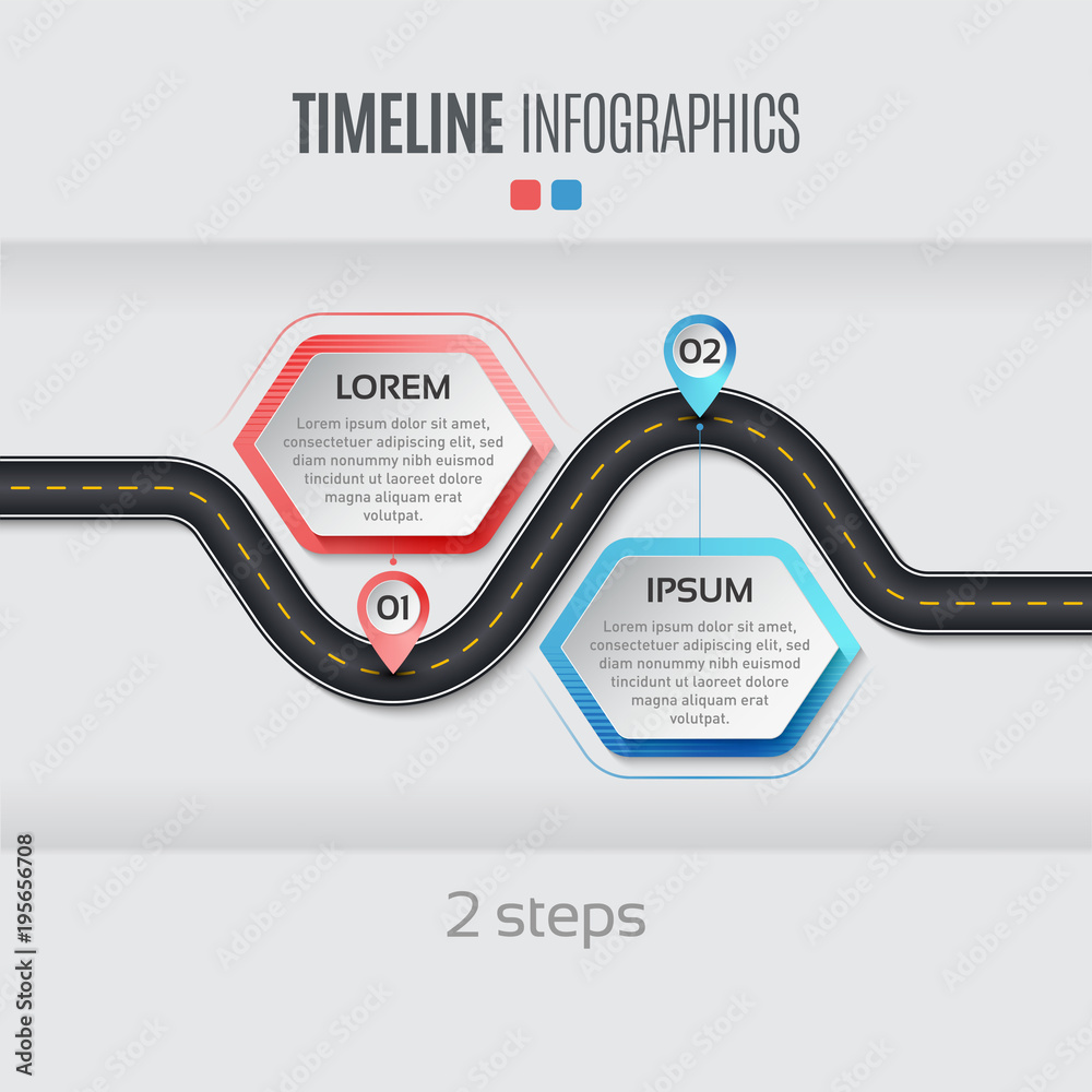 Navigation map infographic 2 steps timeline concept. Vector illu Stock ...