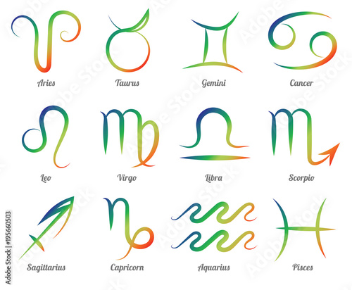 Zodiac Sign Icon Sketch Aries Taurus Gemini Cancer Leo Virgo