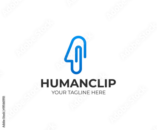 Human Head And Paper Clip Logo Template Office Vector Design