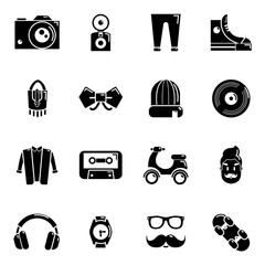 Wall Mural - Hipster symbols icons set, simple style