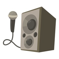 Poster - Microphone with speakers icon, cartoon style