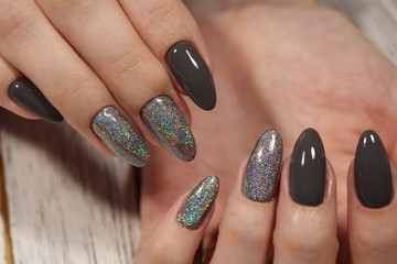 fashionable gray manicure