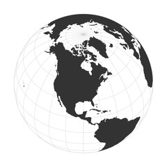 Sticker - Vector Earth globe focused on North America.