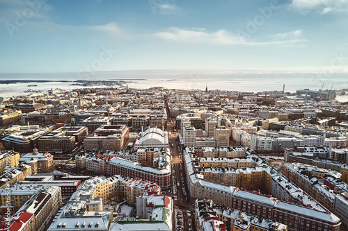 Cuadros en Lienzo Helsinki, Finland - February 21, 2017: Aerial View Fredrikinkatu