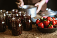 Preparing Homemade Strawberry Jam