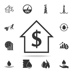 Poster - House with dollar symbol line icon. Detailed set of finance, banking and profit element icons. Premium quality graphic design. One of the collection icons for websites, web design