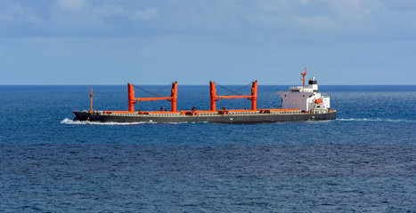 Poster - Bulk carrier vessel in high sea.