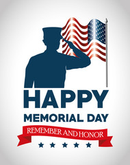 Wall Mural - happy memorial day card with soldier silhuette