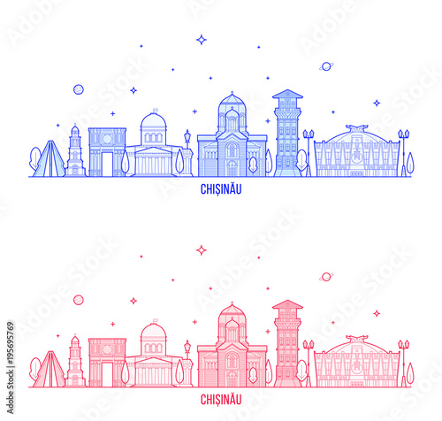 фотография Chisinau skyline, Moldova city buildings vector