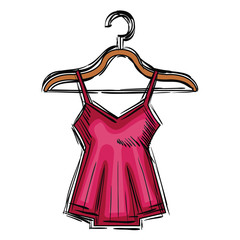 Sticker - sensual blouse for woman hanging in hook vector illustration design