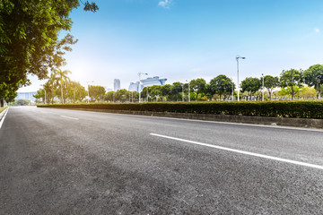 Highway and city building in Guangzhou, China