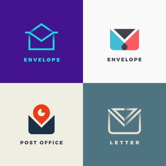 Leinwandbilder - Vector set of envelope labels. Flat, line and gradient logotypes