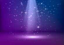 The Scene Is Illuminated With Blue And Purple Light.  Violet Stage Background. Vector Illustration