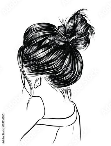Woman With Loose Classic Bun Illustration Of Business