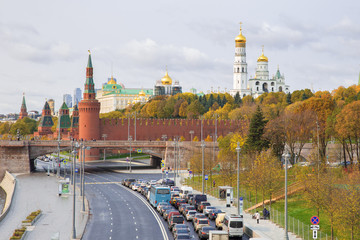 Wall Mural - Kremlin, Embankment of Moscow River in Moscow, Russia