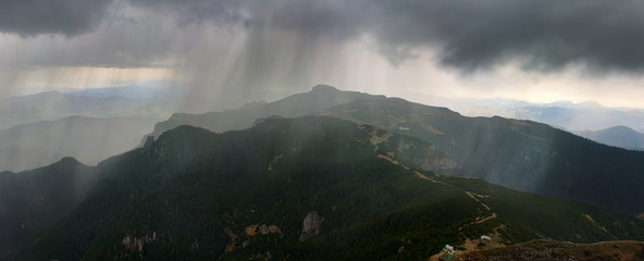 Wall Mural - summer storm and clouds on Ceahlau mountain, Romanian Carpathians