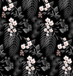 Tropical seamless pattern with orchid flowers.