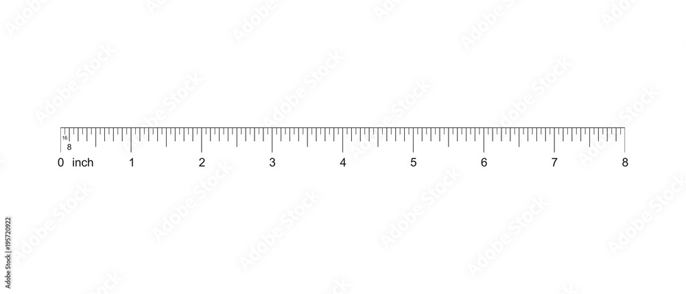 Ruler 8 inch. 8 inch grid with a division of 1 2 1 4 1 8 1 16. Measuring tool. Ruler Graduation. Ruler grid 8 inch. Size indicator units. Metric inch size indicators. Vector AI10 Stock Vector Adobe St...