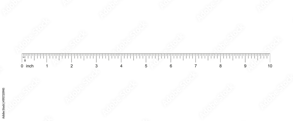 Ruler 10 inch. 10 inch grid with a division of 1 2 1 4 1 8 1 16. Measuring tool. Ruler Graduation. Ruler grid 10 inch. Size indicator units. Metric inch size indicators. Vector AI10 Stock Vector Adobe...